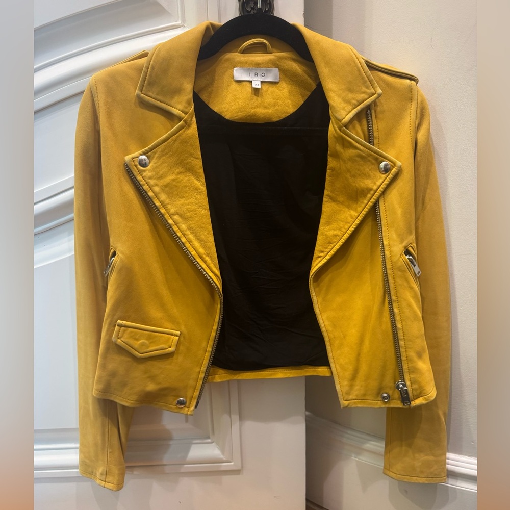 IRO Mustard Yellow Leather Motorcycle Jacket